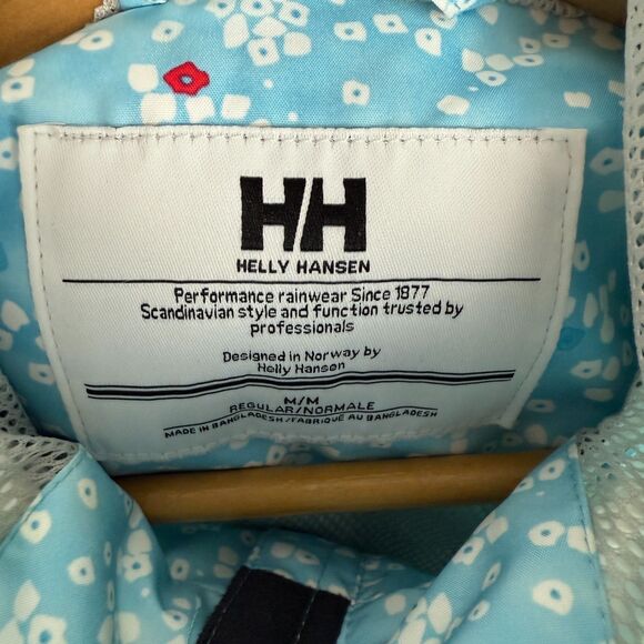 Helly Hansen Nine K Women’s Medium Jacket Light Blue Floral Waterproof Hooded - Picture 3 of 5